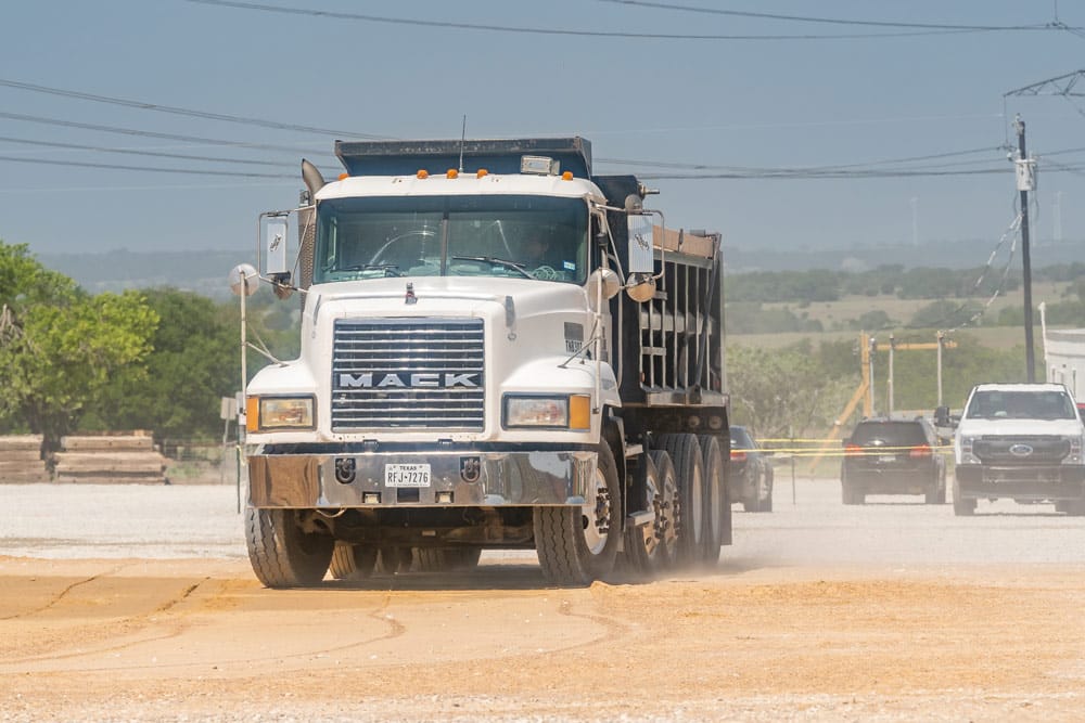 Dump truck driving out of quarry