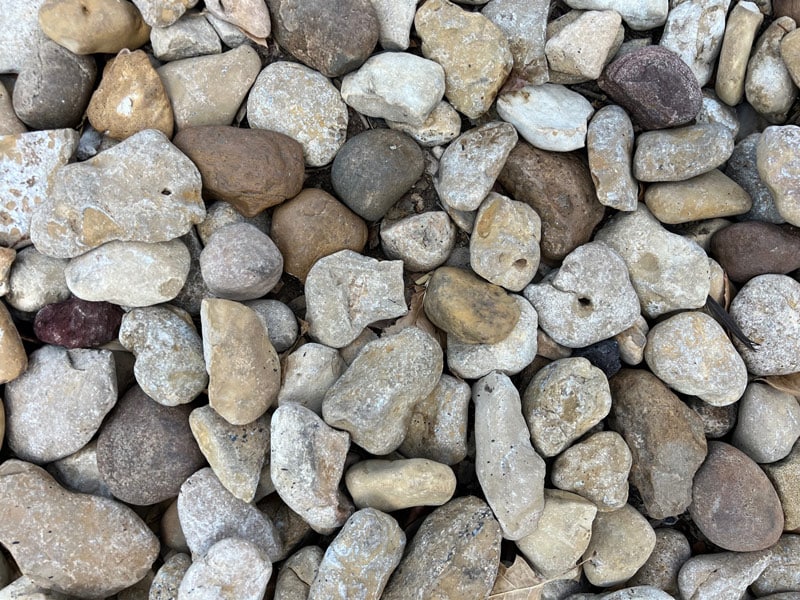 Close up of river rock pile